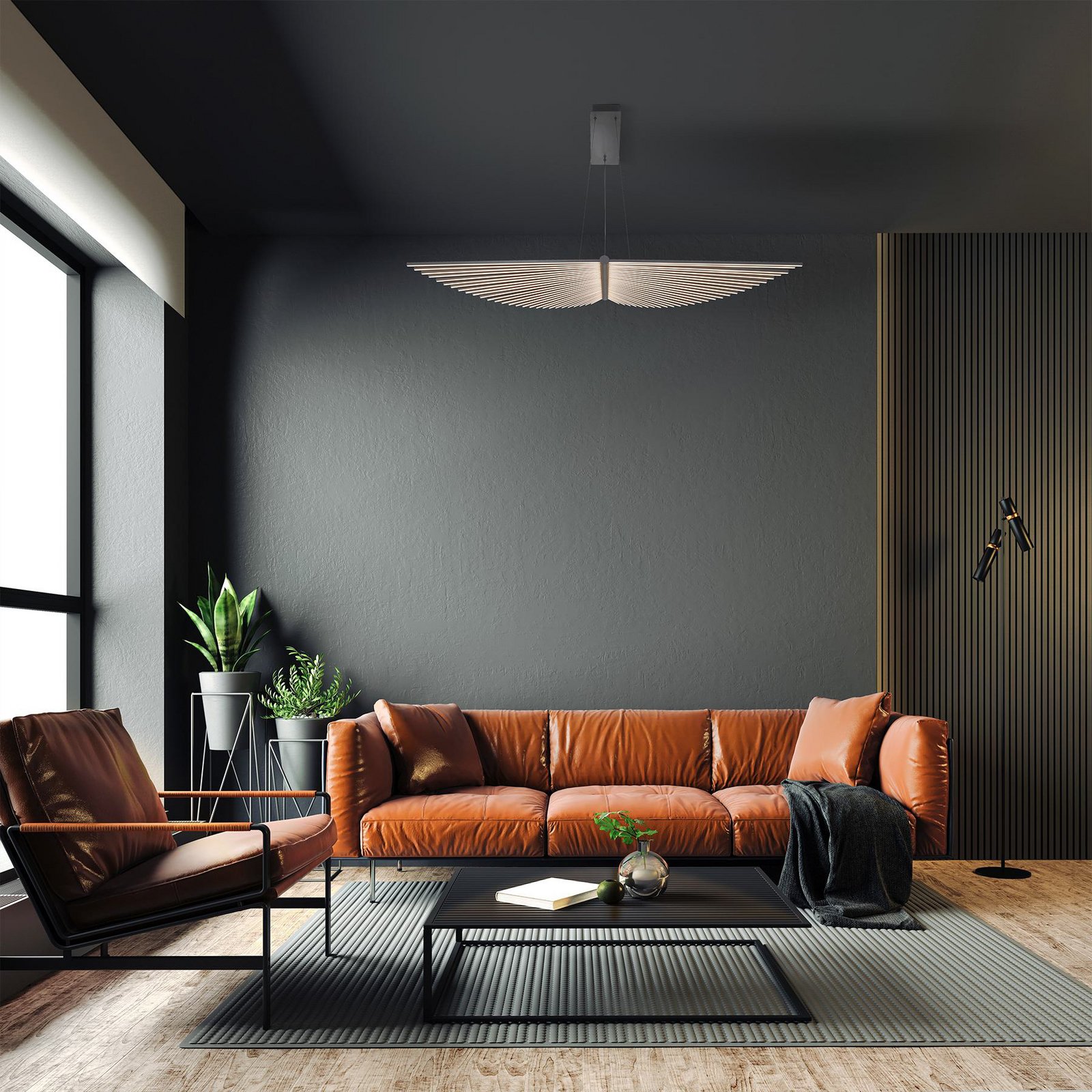 LED-Hängeleuchte SERAPH, schwarz matt, Länge 105 cm, Metall