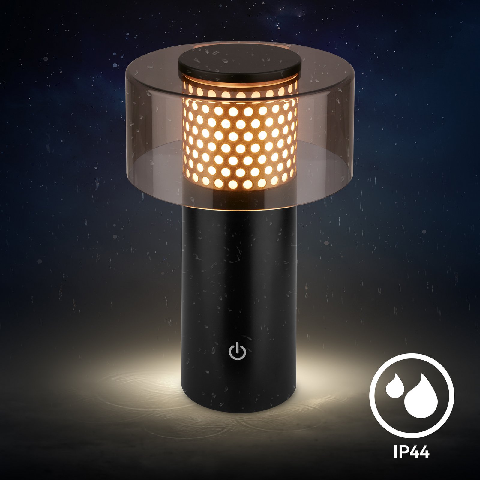 LED-akutoitega laualamp Brilo unplugged Gila, kuldne/must 21 cm