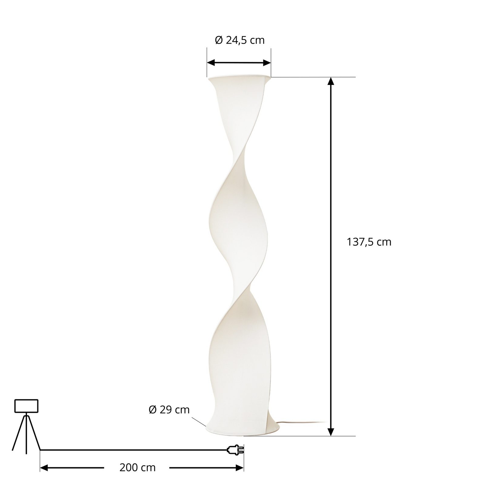 Novelle LED podna lampa, bijela, CCT, V 137 cm, Ø 29 cm - Lucande