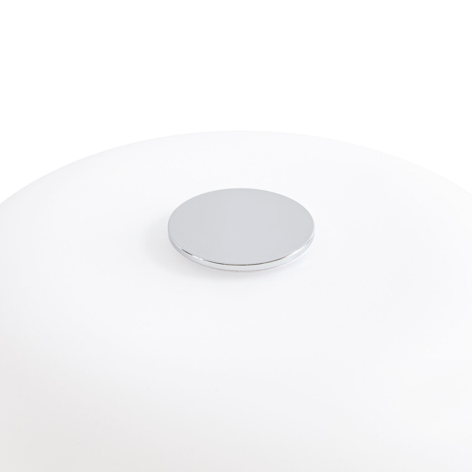 Lucande Anoria LED rechargeable table lamp, chrome/white, glass, IP44, USB