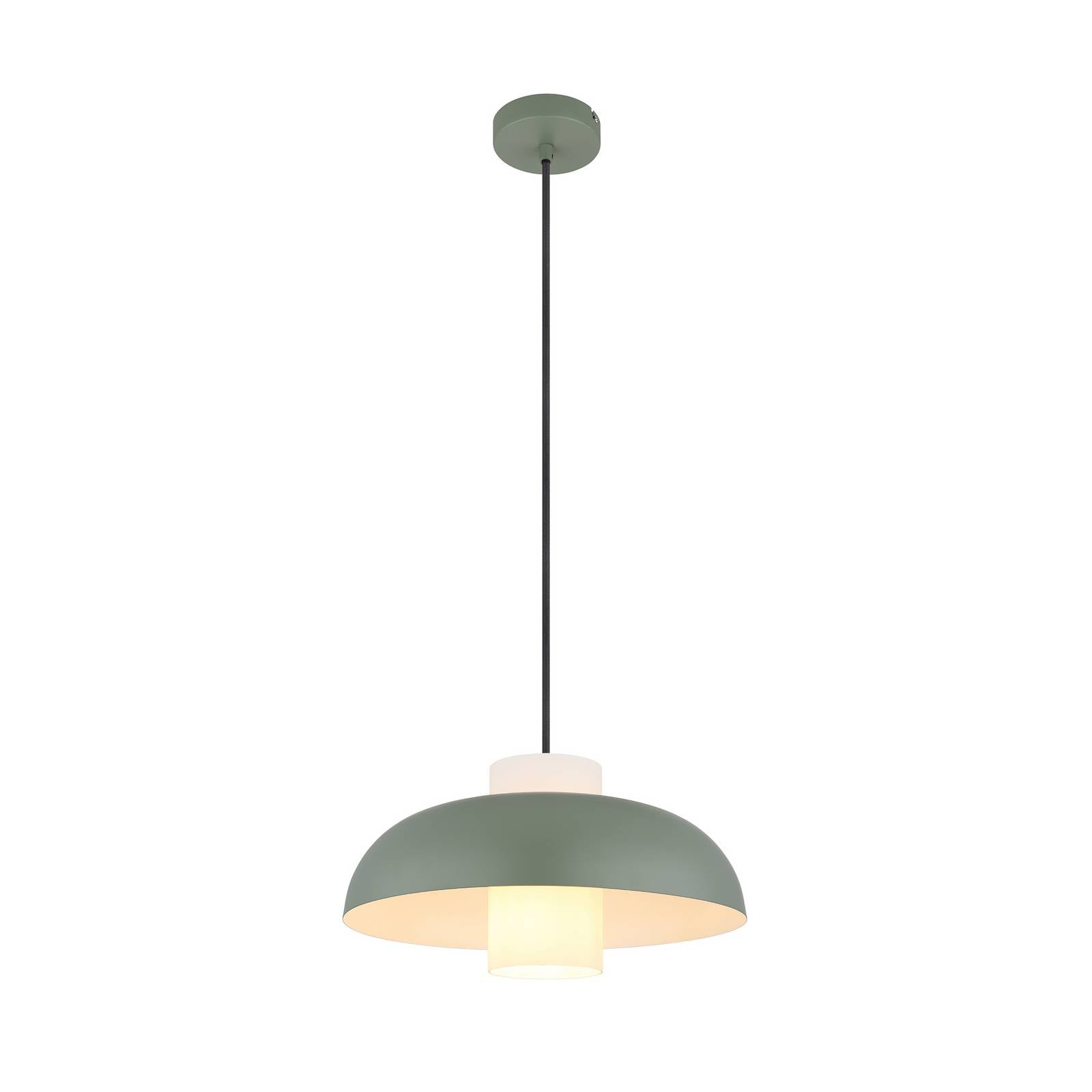 Pendellampe Lowe, grün matt, Ø 38 cm, Metall