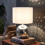 Lampe à poser Glitza, chrome/blanc, tissu, plastique, E14
