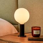 Tala table lamp Knuckle, opal globe bulb, black oak
