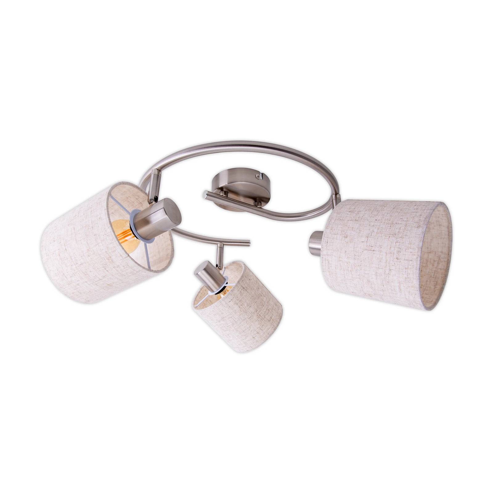 Deckenrondell Maron, dreiflammig, Textil, beige
