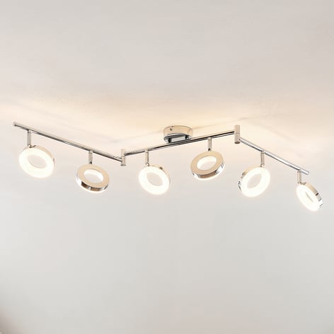 Elc Tioklia Led Ceiling Lamp Chrome, Six Bulb Bathroom Light Fixture