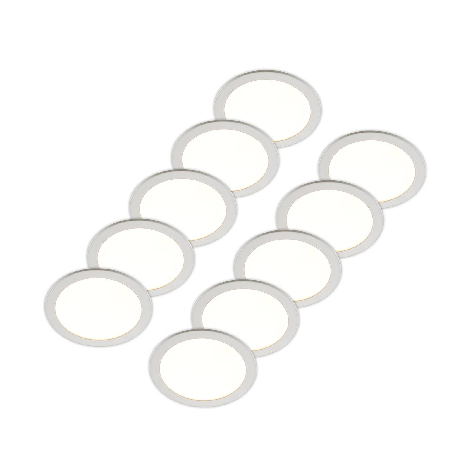 Prios LED-inbyggnadslampa Cadance vit 24cm set om 10 CCT