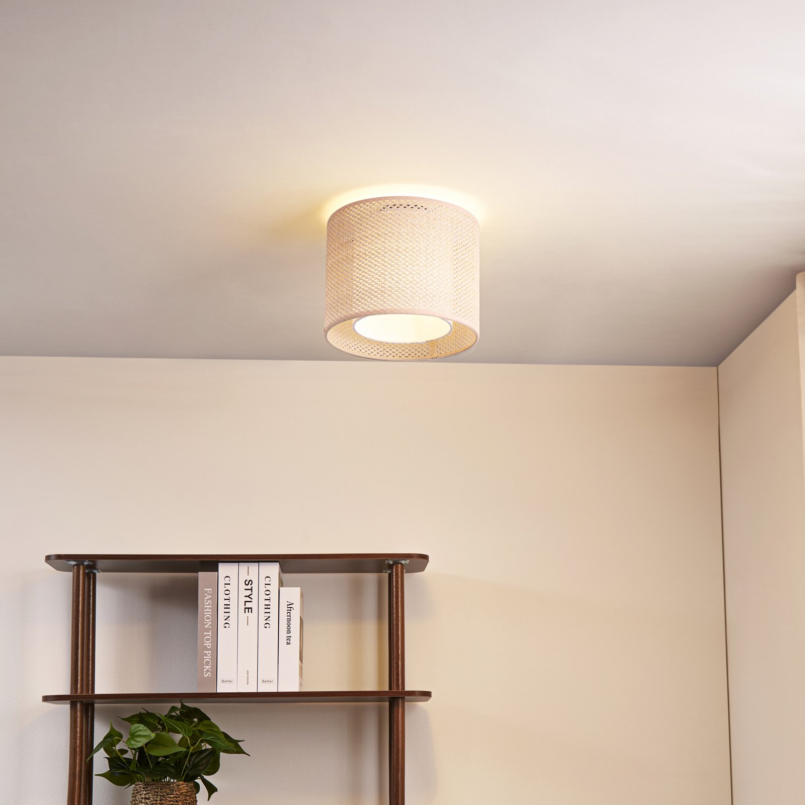 Lindby Deckenleuchte Soula, Ø 26 cm, beige, Kunststoff, E27