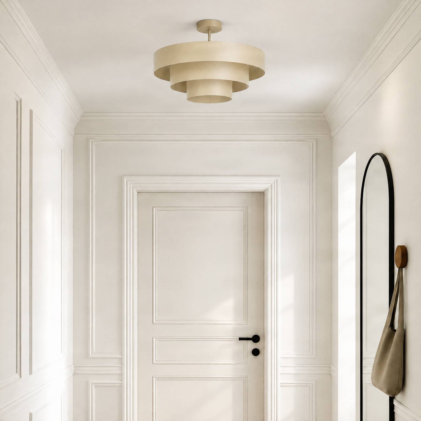 Lampa sufitowa Trio, szaro-beżowa, metalowa