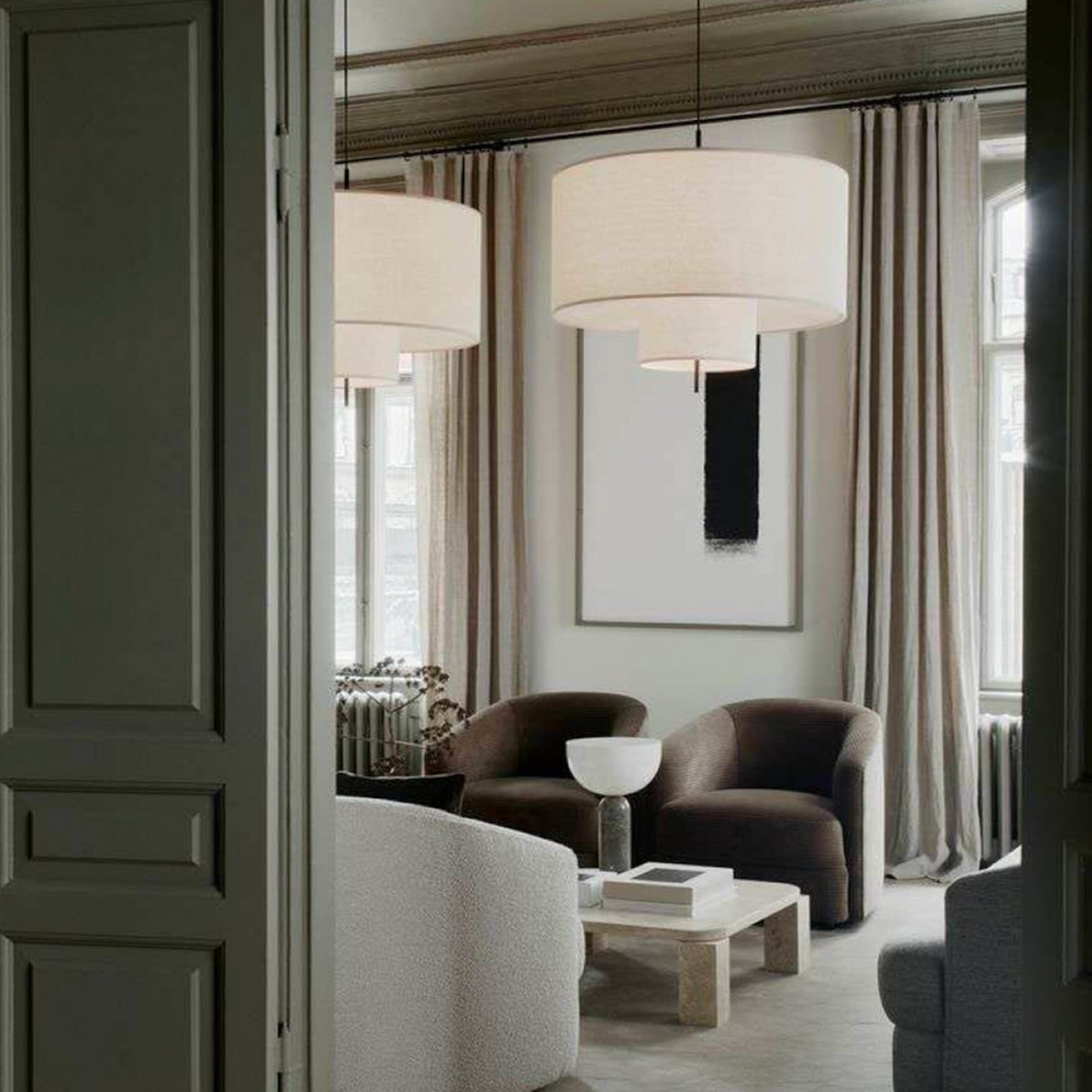 Margin Pendant Light Ø90 White Canvas - New Works