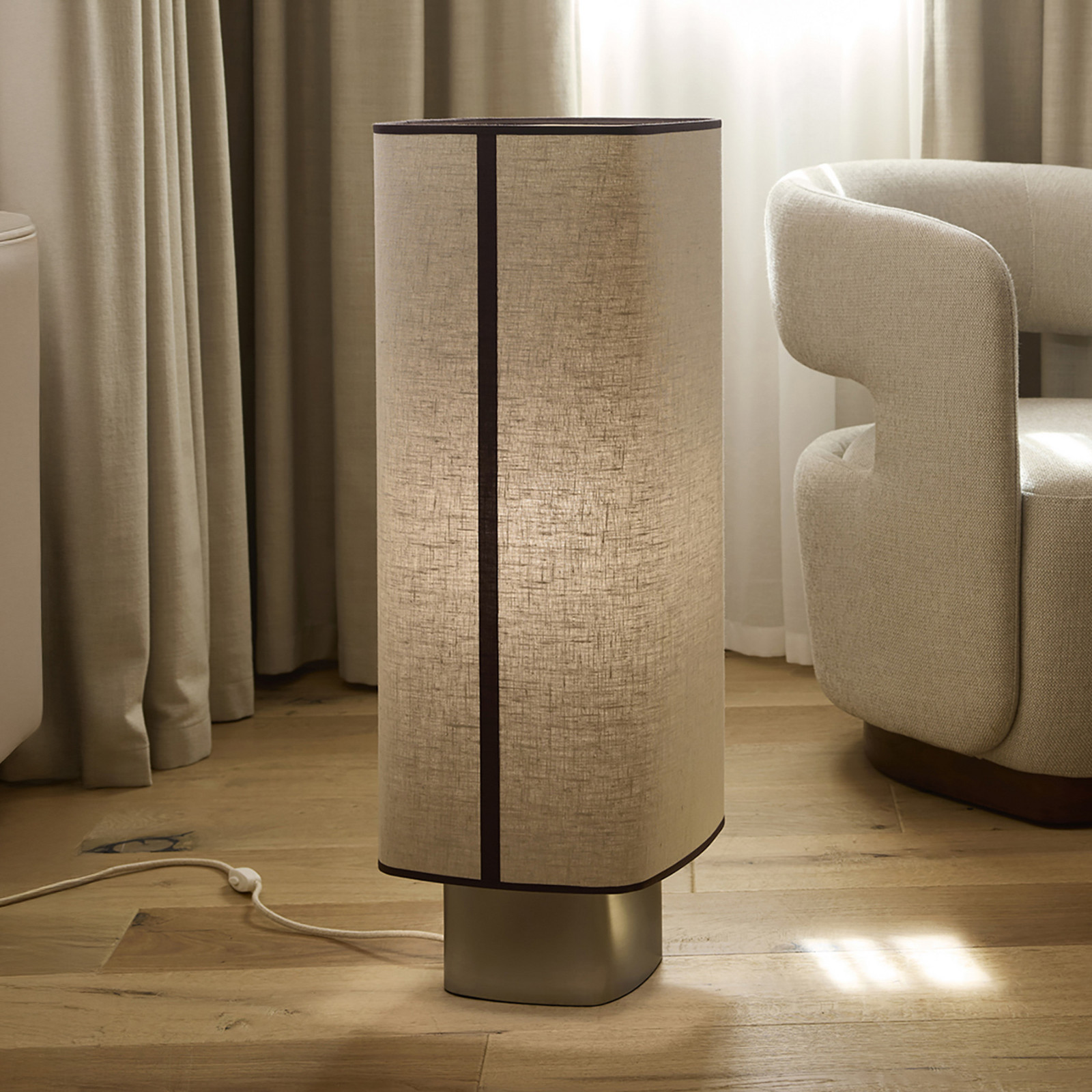 MARKET SET Lampadar Dolce bej calcaros in E27 - Camera de zi / sufragerie - Design - Țesătură / Textil