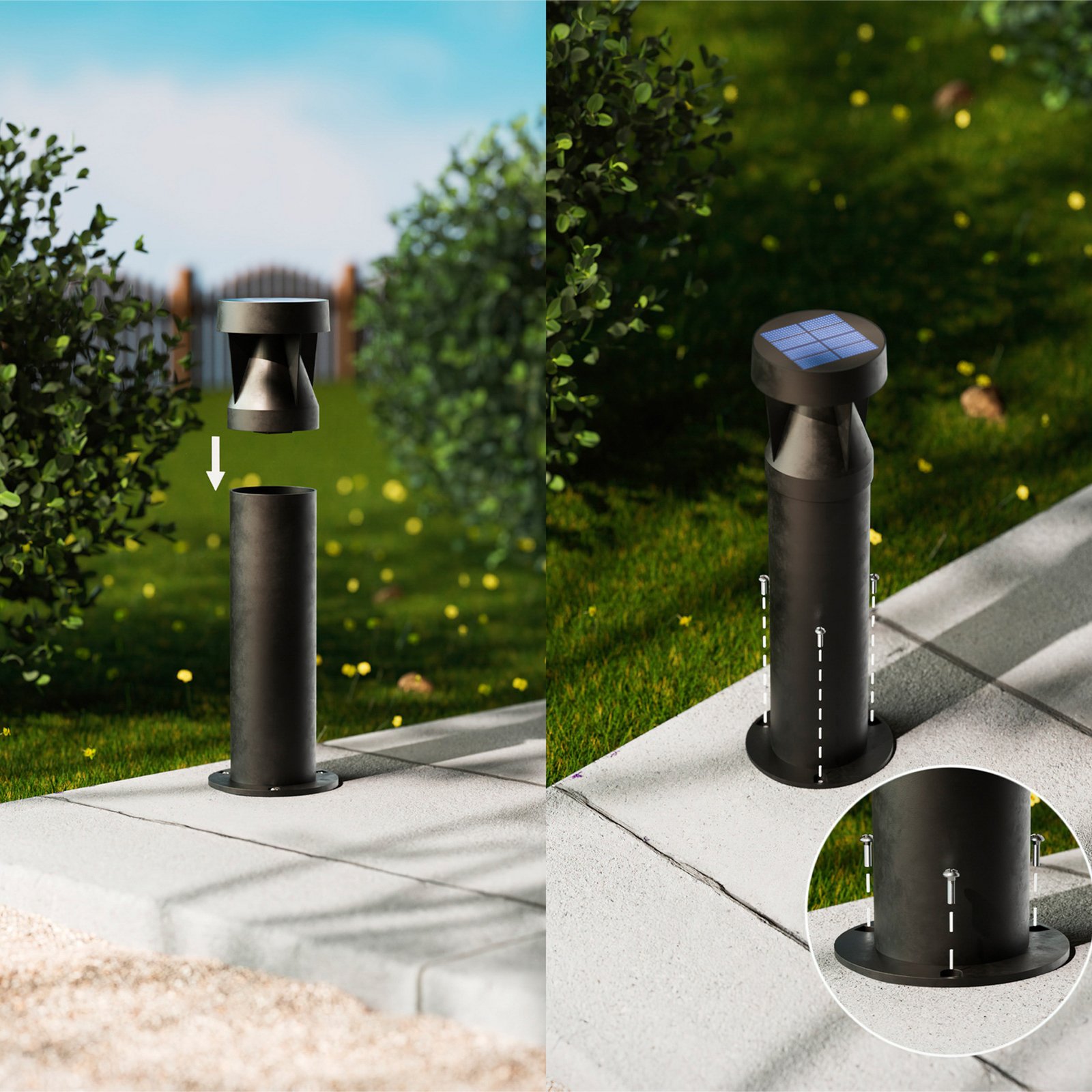 Philips LED-Solar-Sockelleuchte Avery, schwarz, IP44