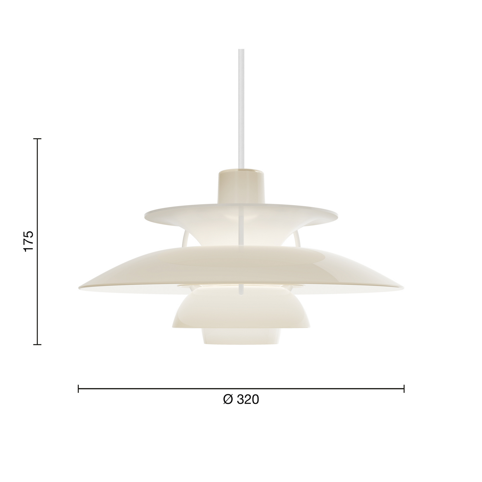 Louis Poulsen hanglamp PH 5 320, opaal-beige, E14