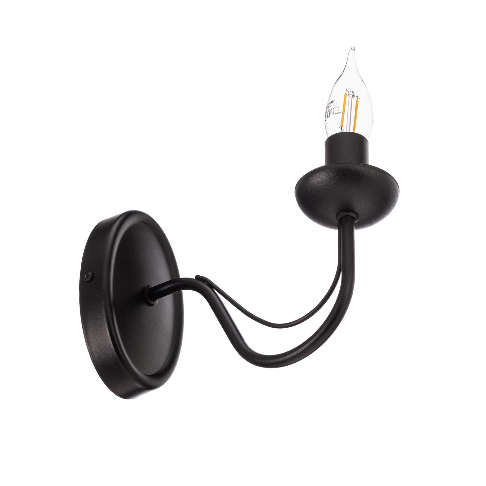 Aplique de pared Malbo en negro, 1 luz