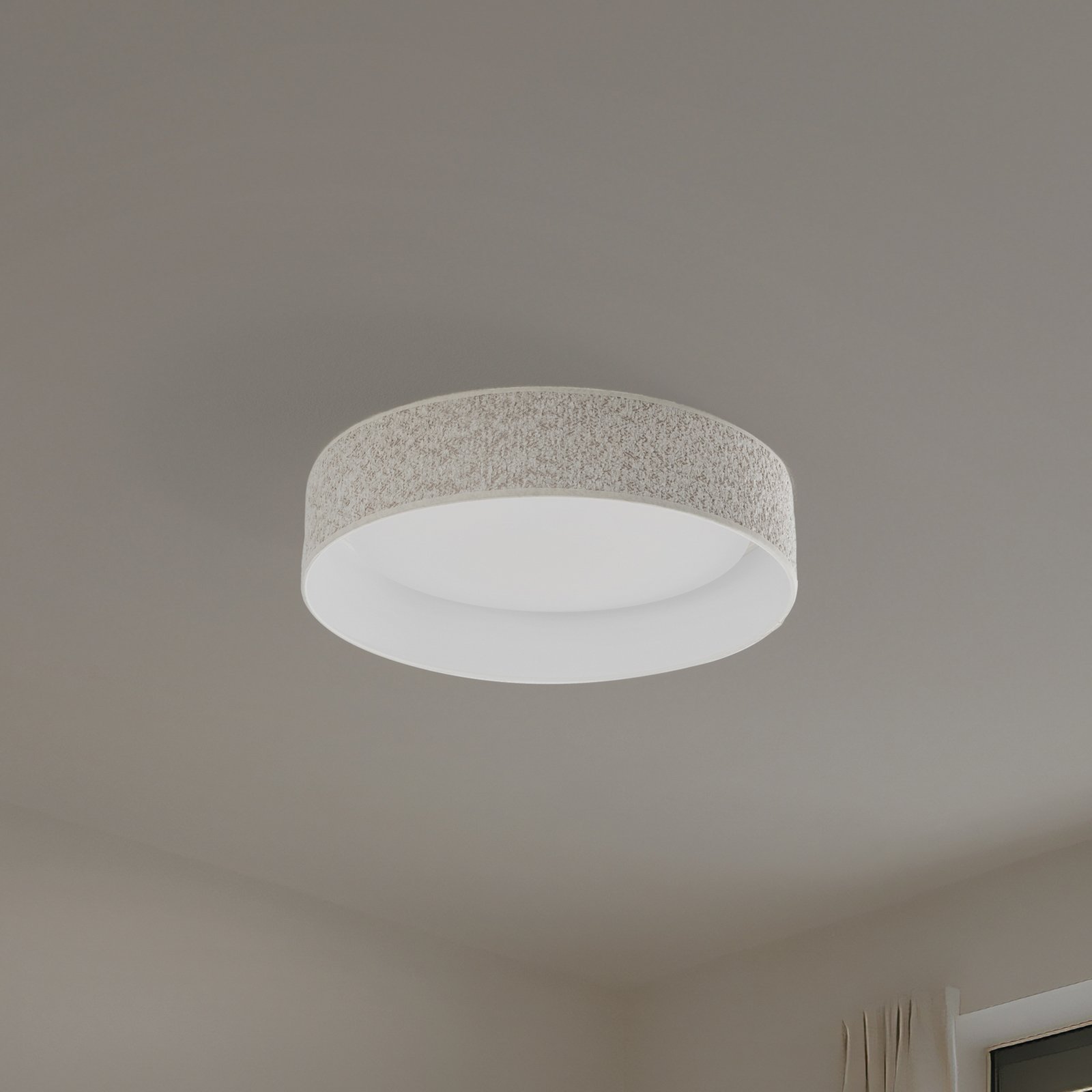 LED-Deckenleuchte Plafond, creme, Stoff, Ø 45 cm, 3-step-dim