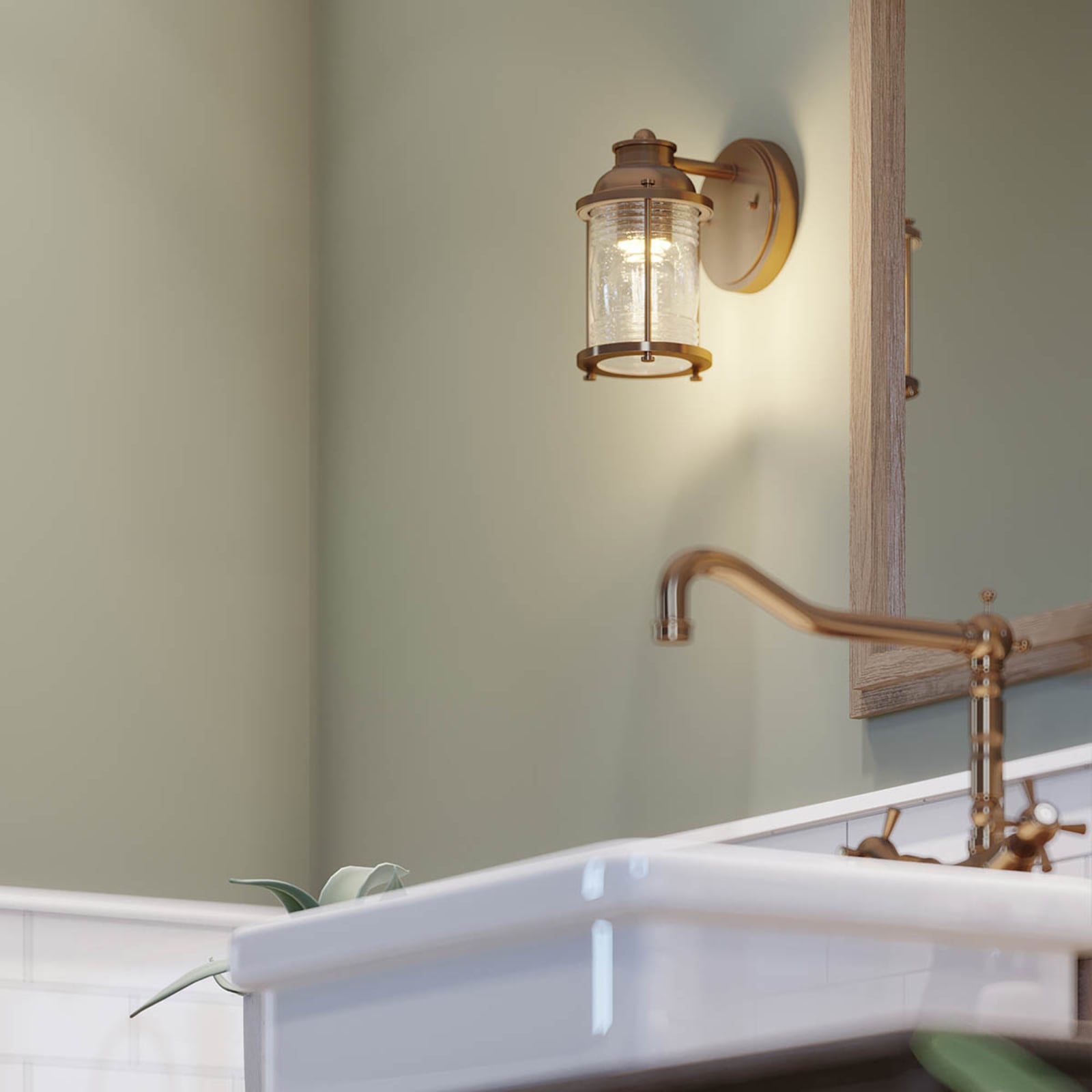 Applique pour salle de bain Ashland Bay à 1 lampe, laiton, IP44 - Elstead