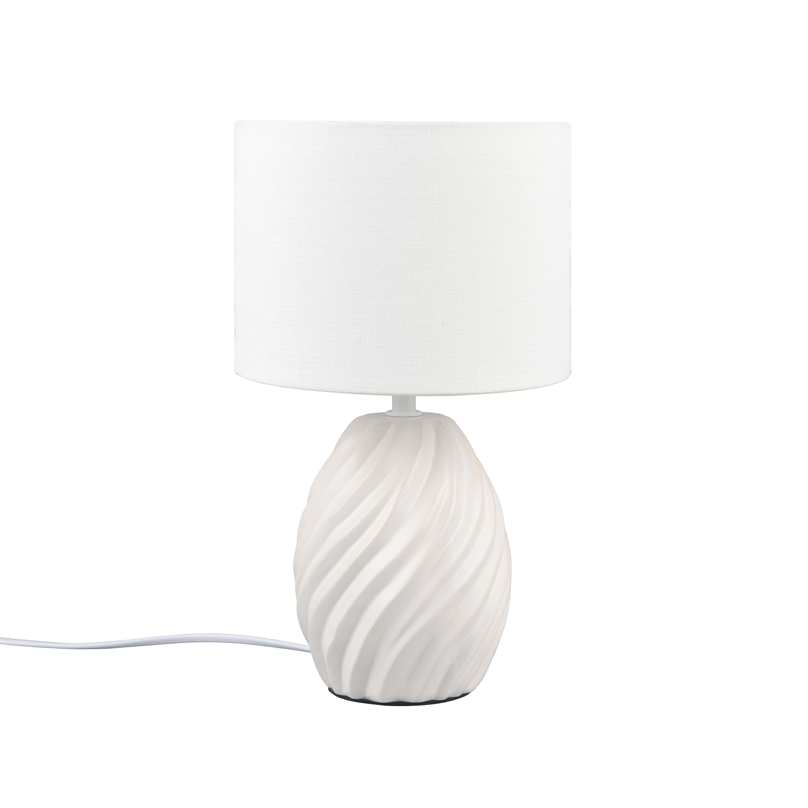 Stolná lampa Melva, matná biela, Ø 18 cm, keramika, E14