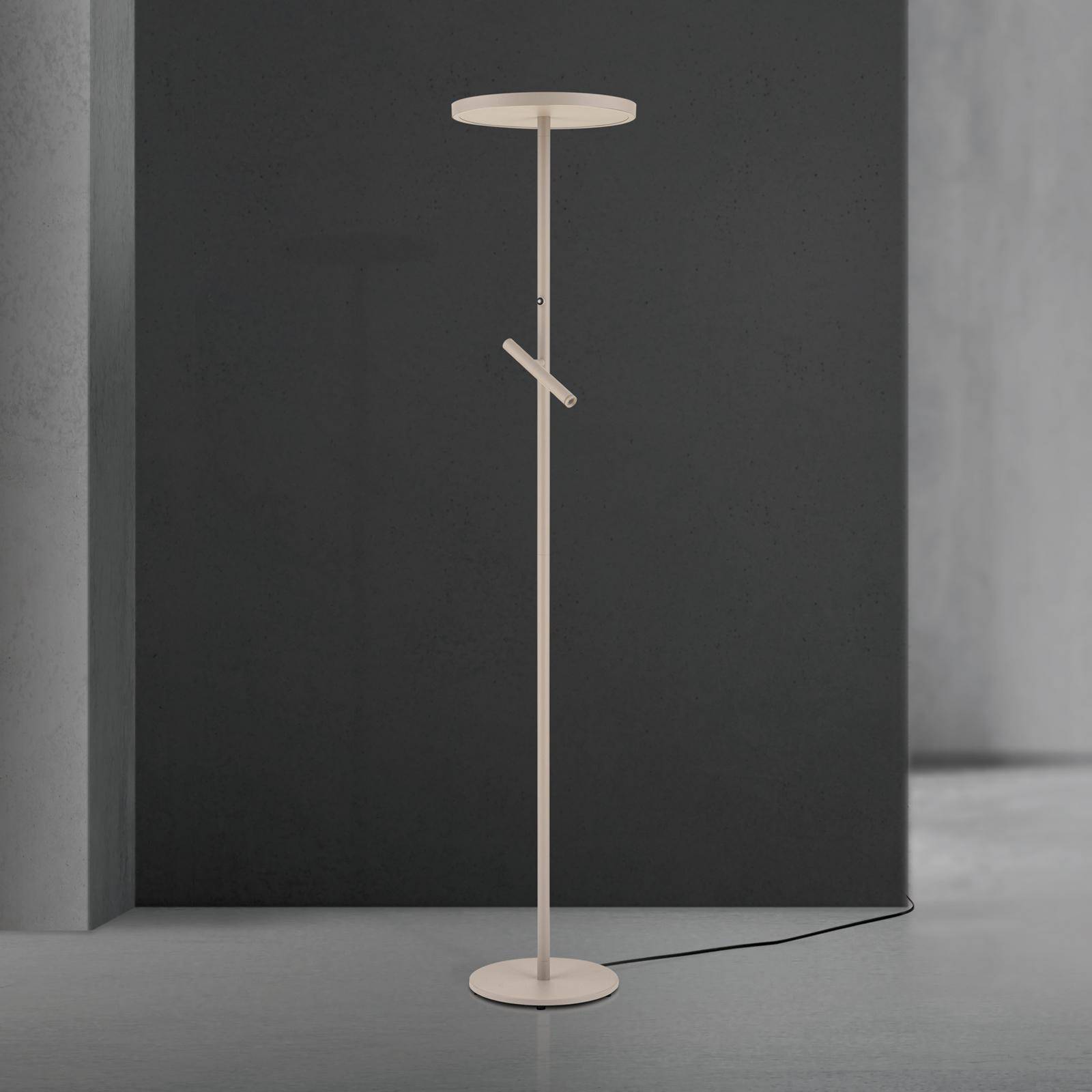 Lampa stojąca LED Teide, khaki, metal, lampka do czytania, ściemniana