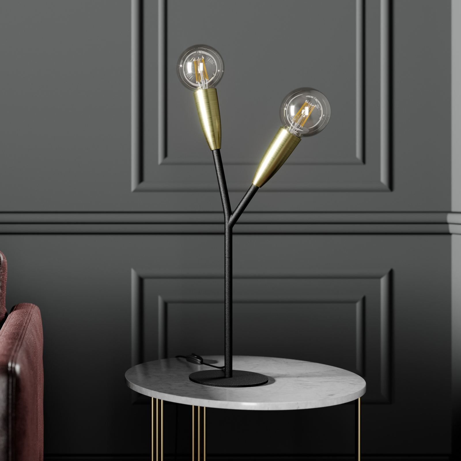 Carlea 2 Pöytävalaisin Black/Brass - Lucande