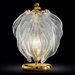 Lámpara de mesa de vidrio Foglie de vidrio Murano
