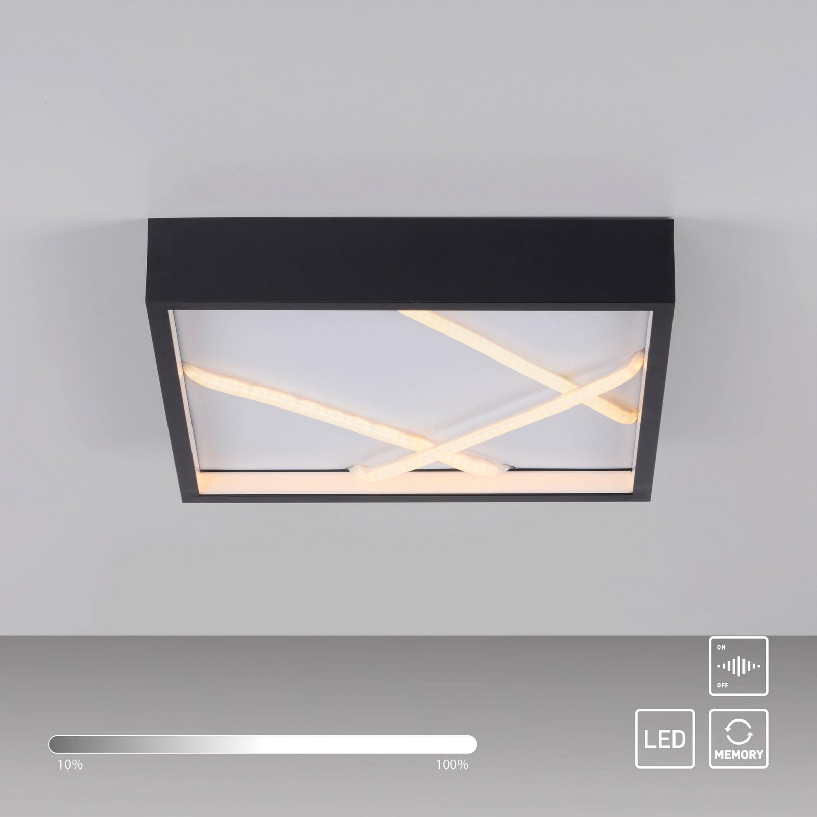 JUST LIGHT. LED plafondlamp Mikado, 30 x 30 cm, zwart