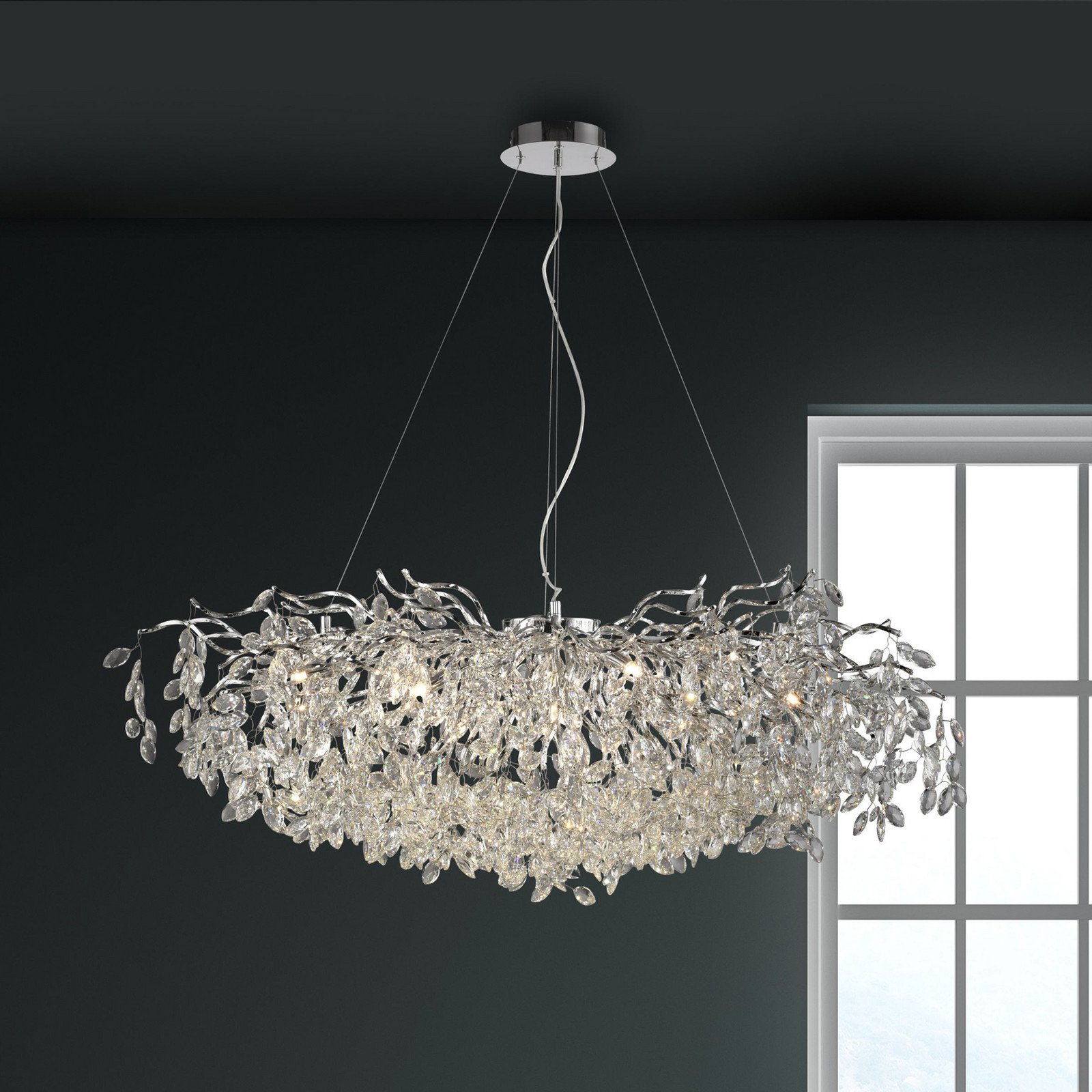 Paul Neuhaus candelabru Ricicle cromat lungime 120 cm - Camera de zi / sufragerie - crom transparent - Aluminiu