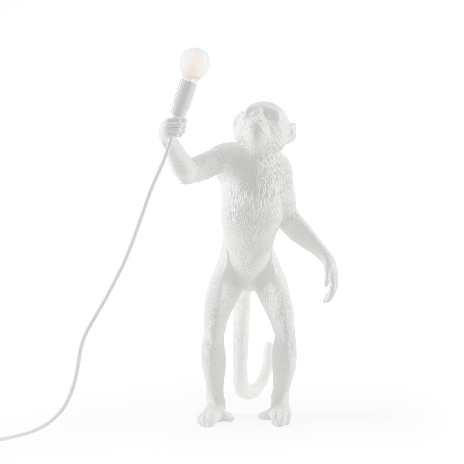 Lampe table déco LED Monkey Lamp blanc debout