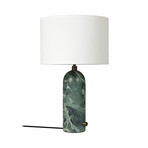Lampe à poser Gubi Gravity Small, marbre vert, tissu blanc
