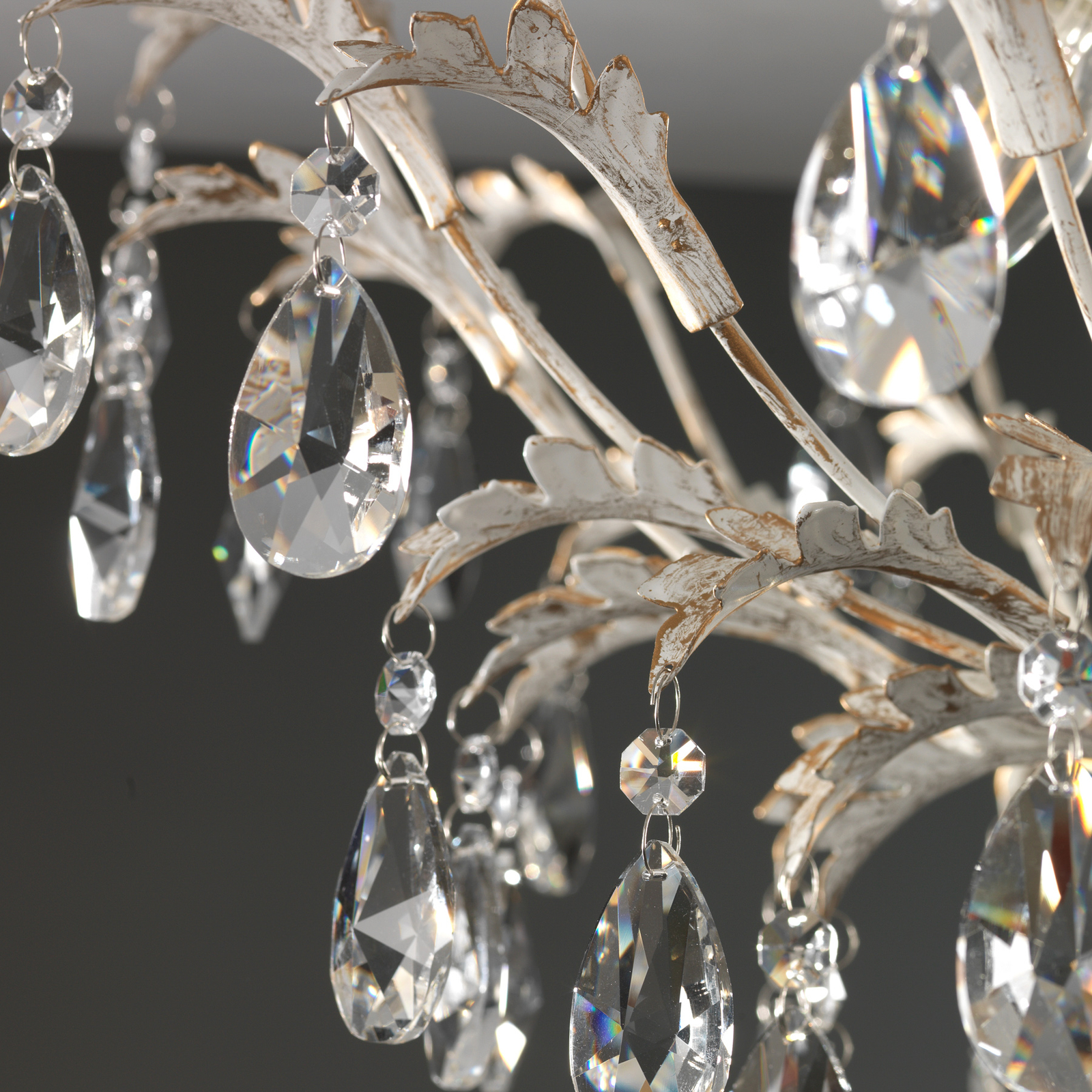 Plafondlamp Cesta, 6-lamps met kristallen