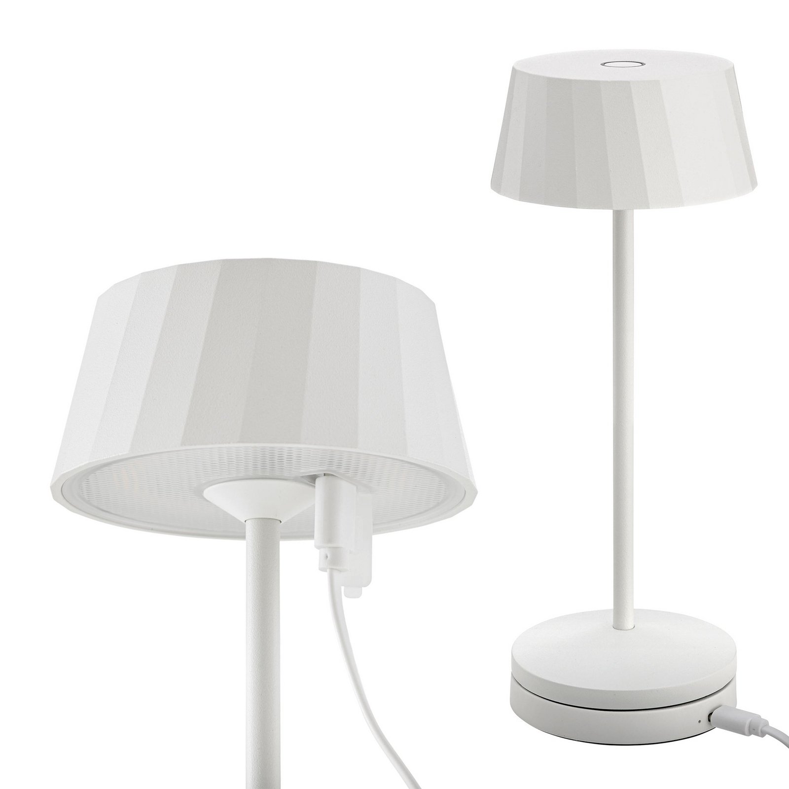 LED újratölthető asztali világítás Facetta, fehér, 22 cm, fém, CCT IP44