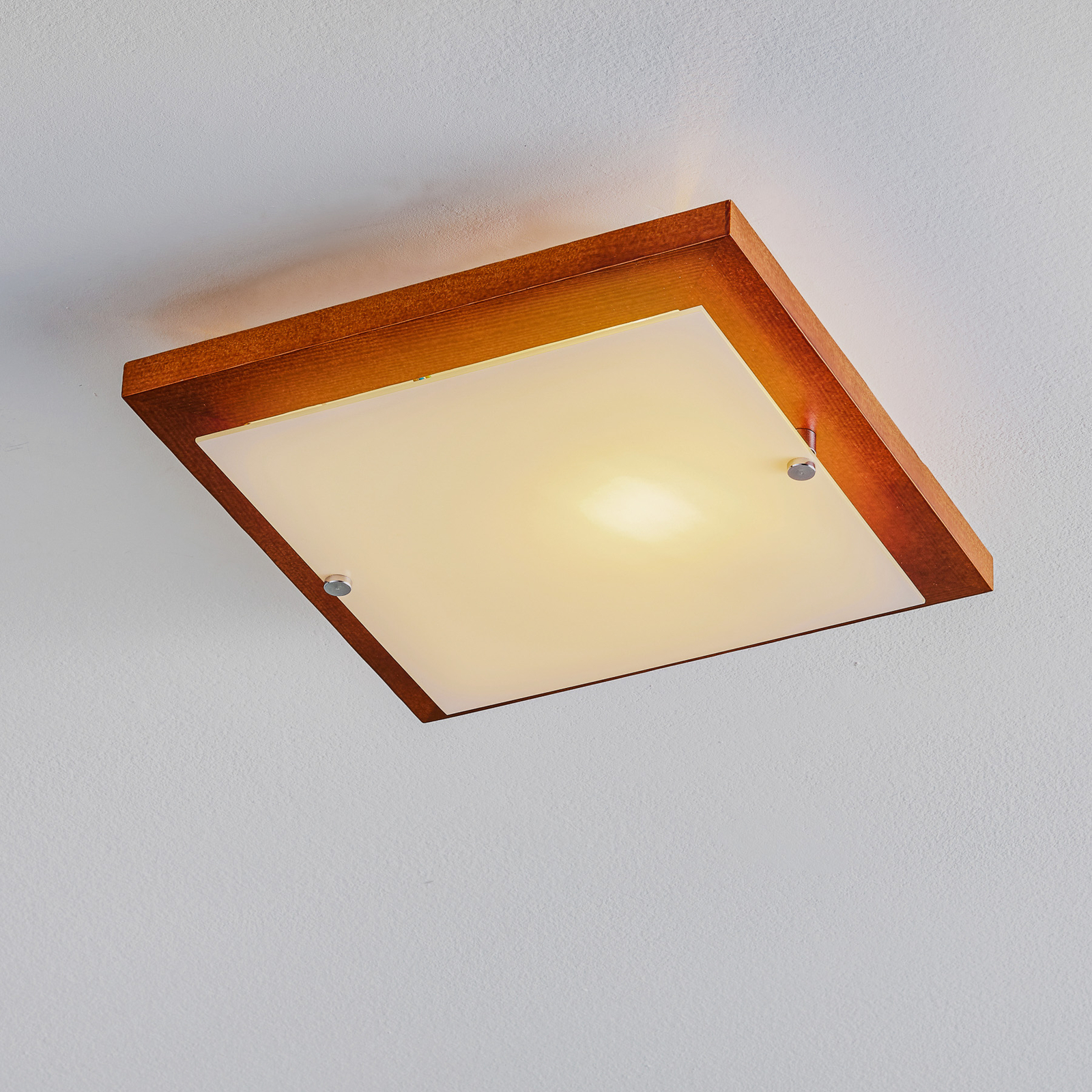 Lámpara de techo Kerio, 30x30 cm, pino rústico