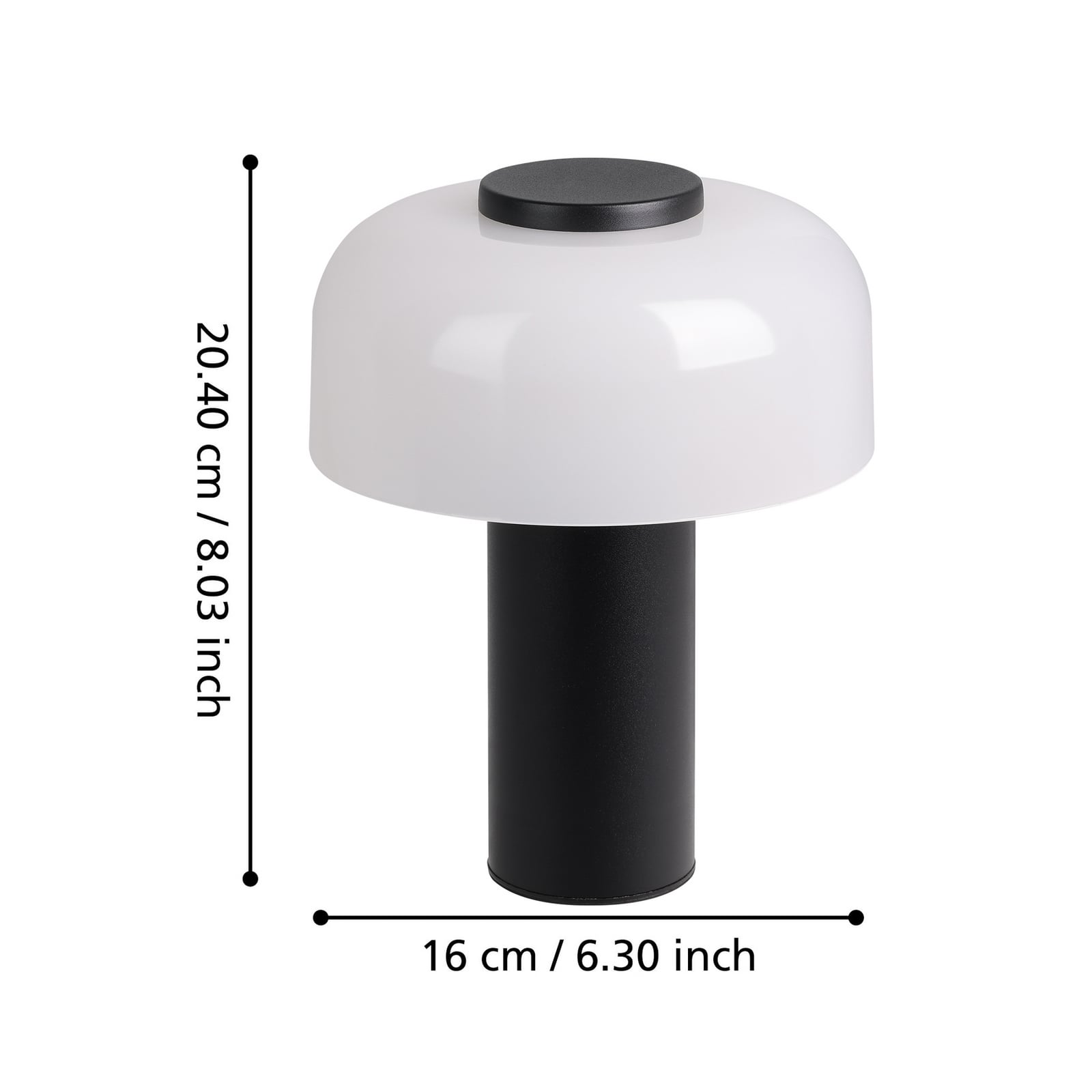 Lampe à poser LED rechargeable Ponente, Ø 16 cm, noir/blanc, CCT