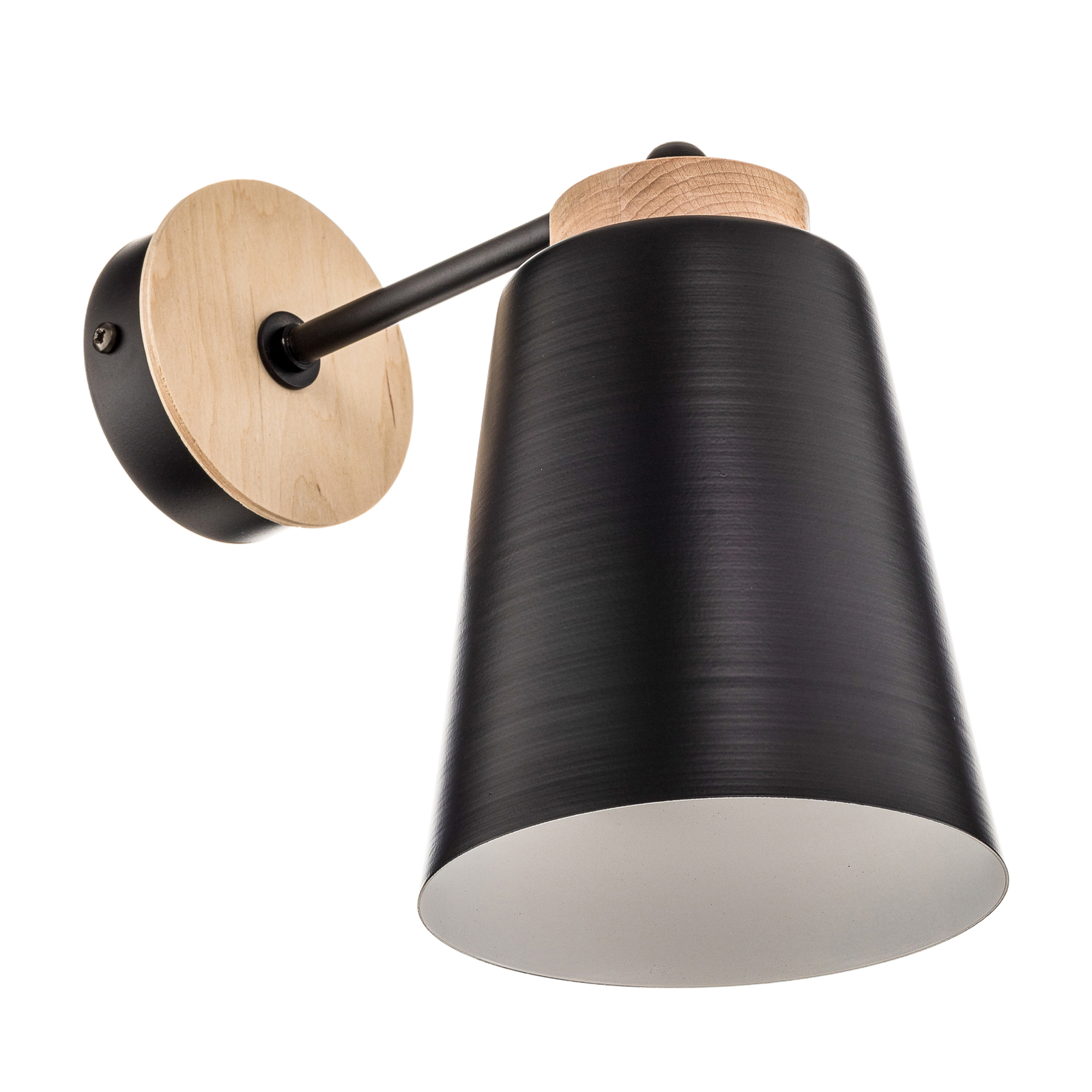 Vegglampe Periot K1 med tredekorasjon, svart