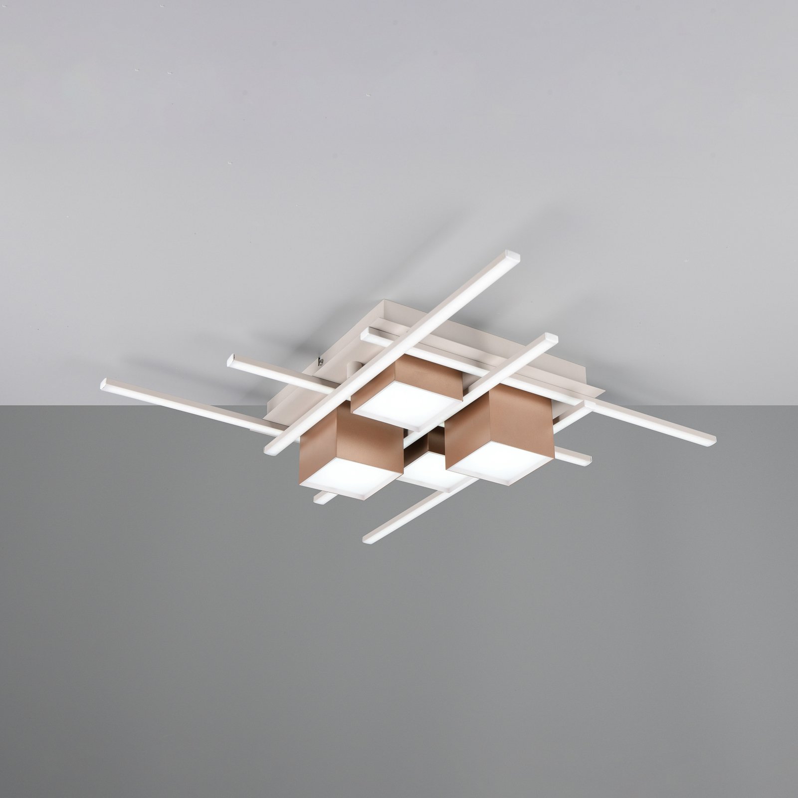 LED ceiling lamp Roger, coffee, metal, CCT, remote control