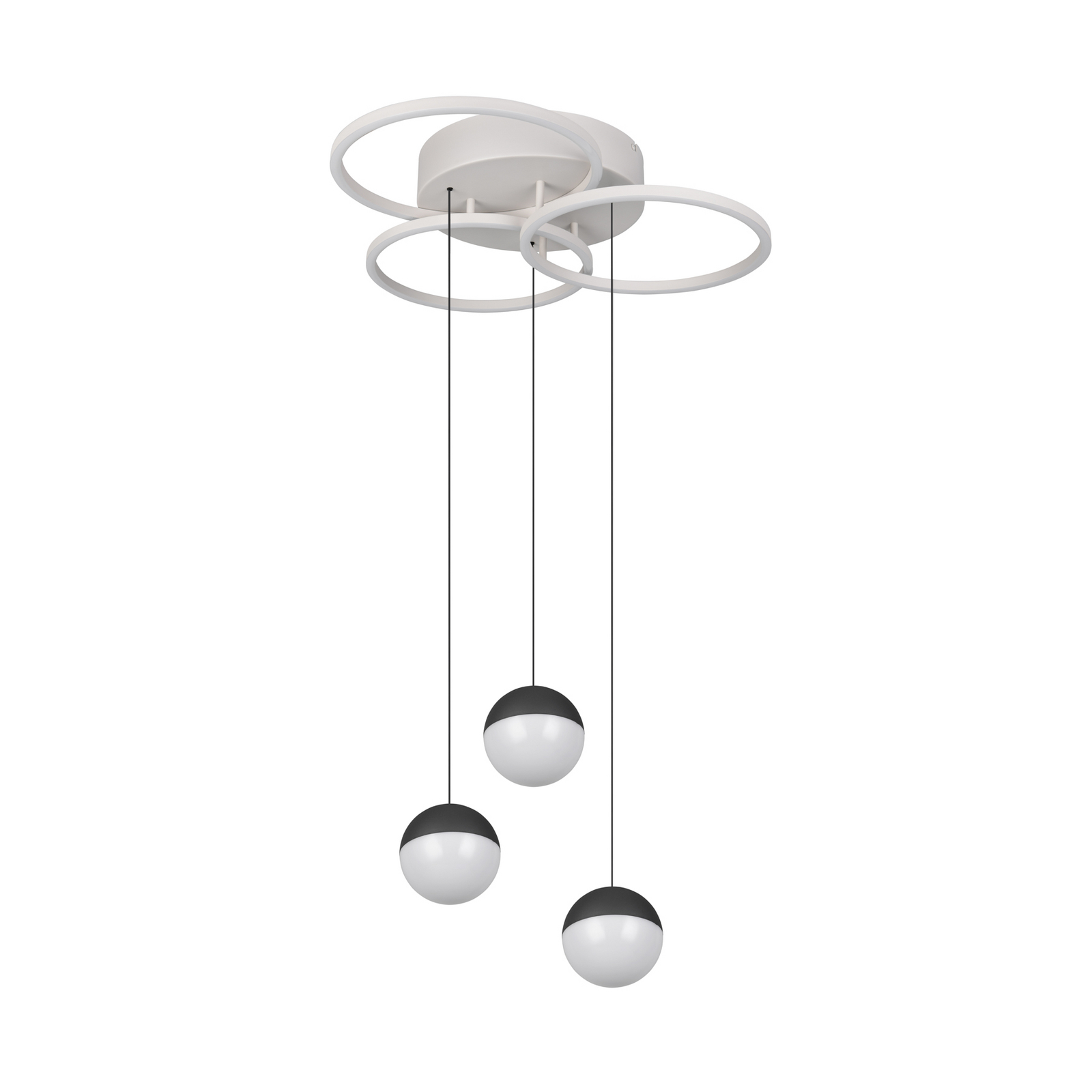 LED-Pendel Larino rund, hellgrau, Metall, CCT, Fernbedienung
