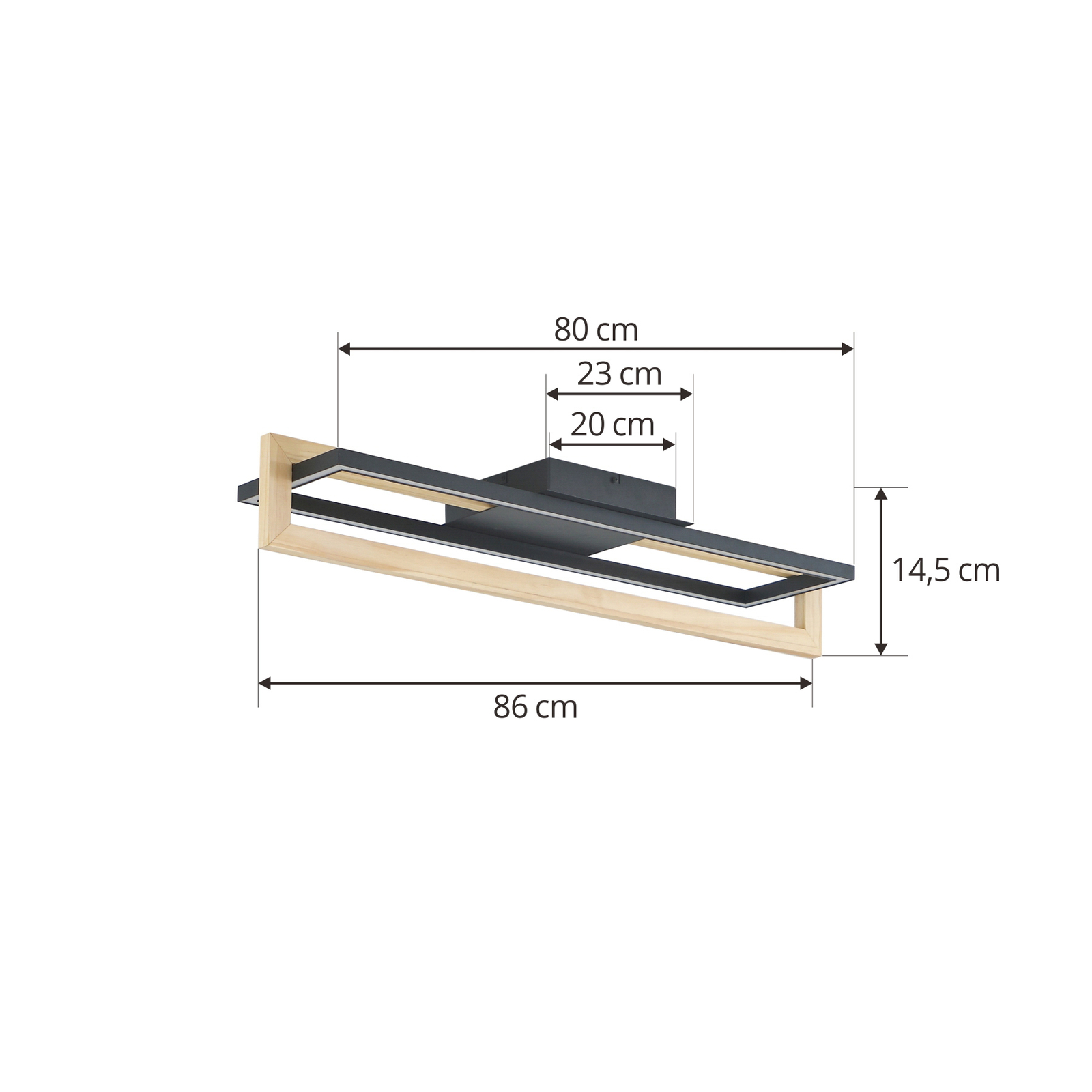Holamu LED Deckenleuchte L86 Schwarz/Holz - Lindby