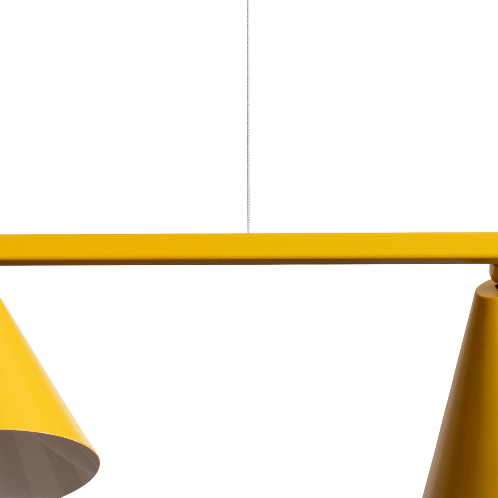 Suspension forme 4, jaune, métal, à 4 lampes, cône, E27