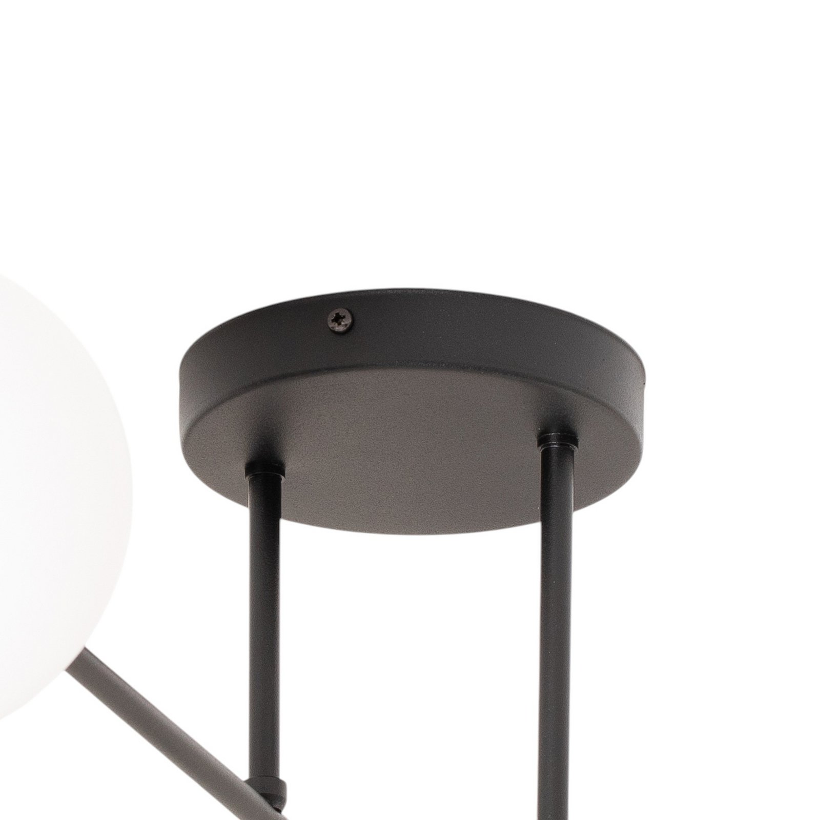 Glassy ceiling lamp, 4-bulb, crossed, black/opal