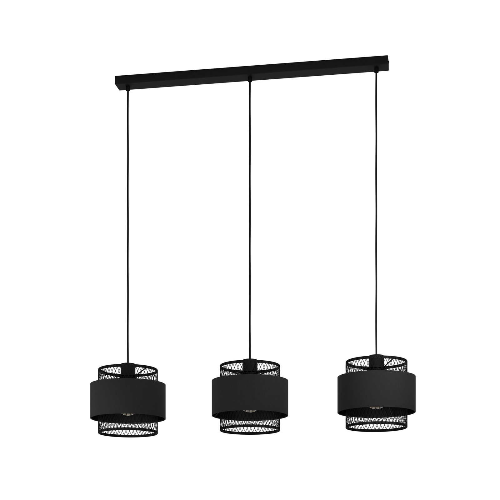 Bazely hanglamp, zwart, 3-lamps.