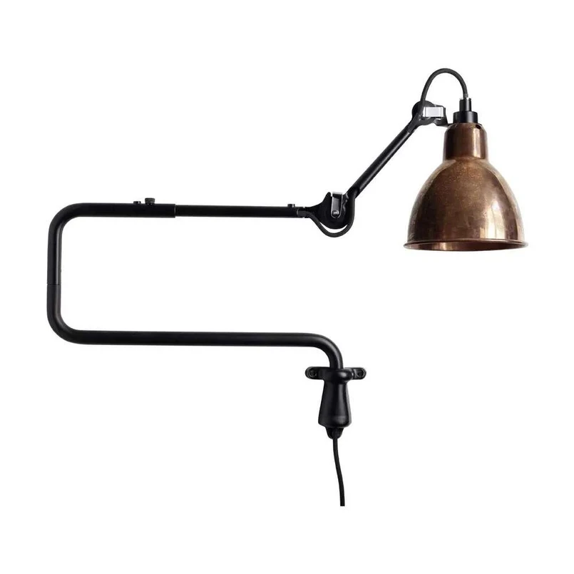 Lampe Gras – 303 Vägglampa Svart/Raw Koppar/Vit