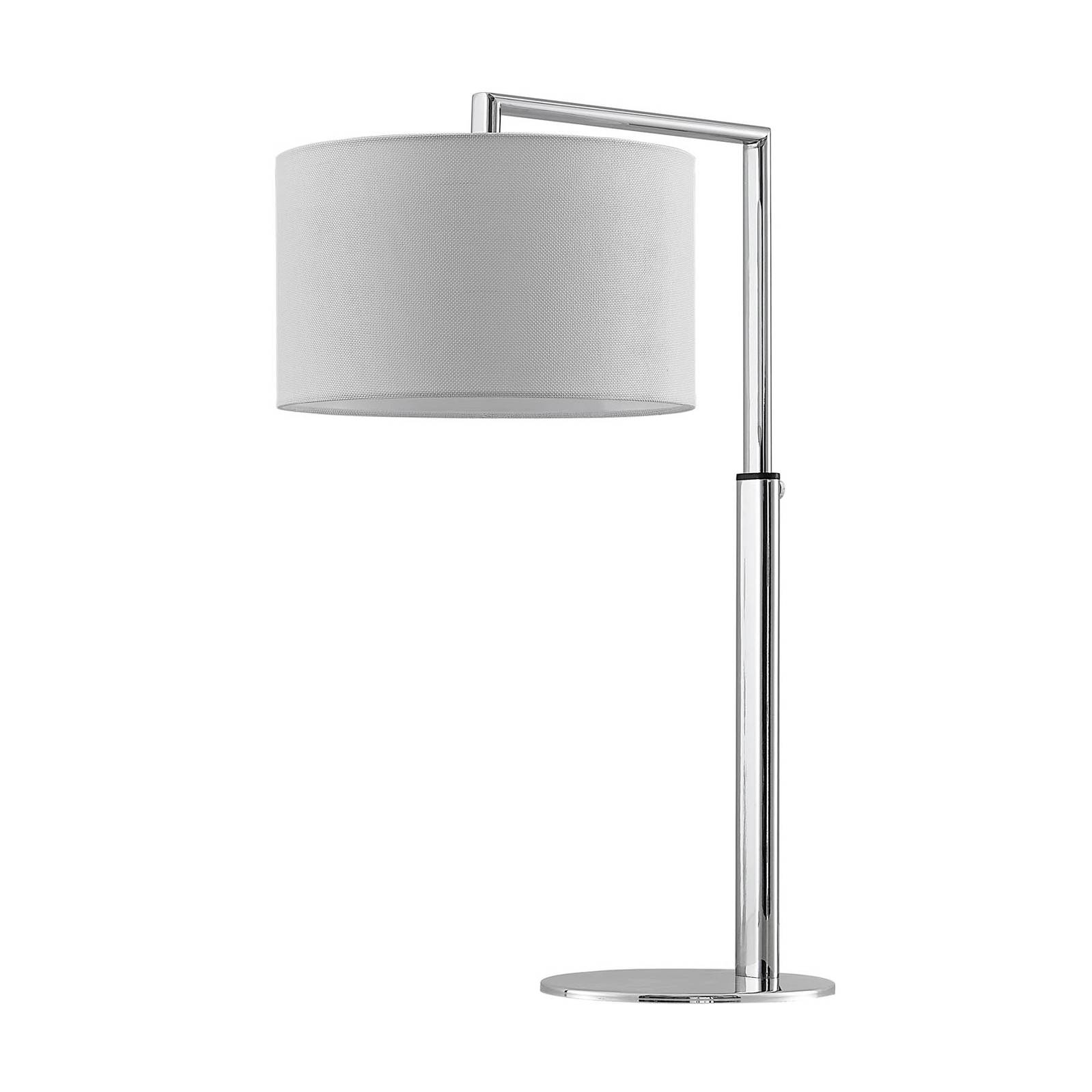 Lucande Iska table lamp, height-adjustable, white, for Living / Dining Room, iron, aluminium, fabric, E27, 60 W, W: 30 cm, H: 65.5 cm