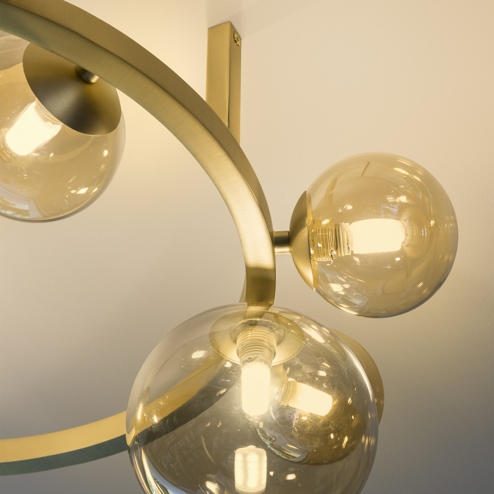 IDEAL LUX Φωτιστικό οροφής Perlage ορείχαλκος/κεχριμπάρι Μήκος 70 εκ. 10