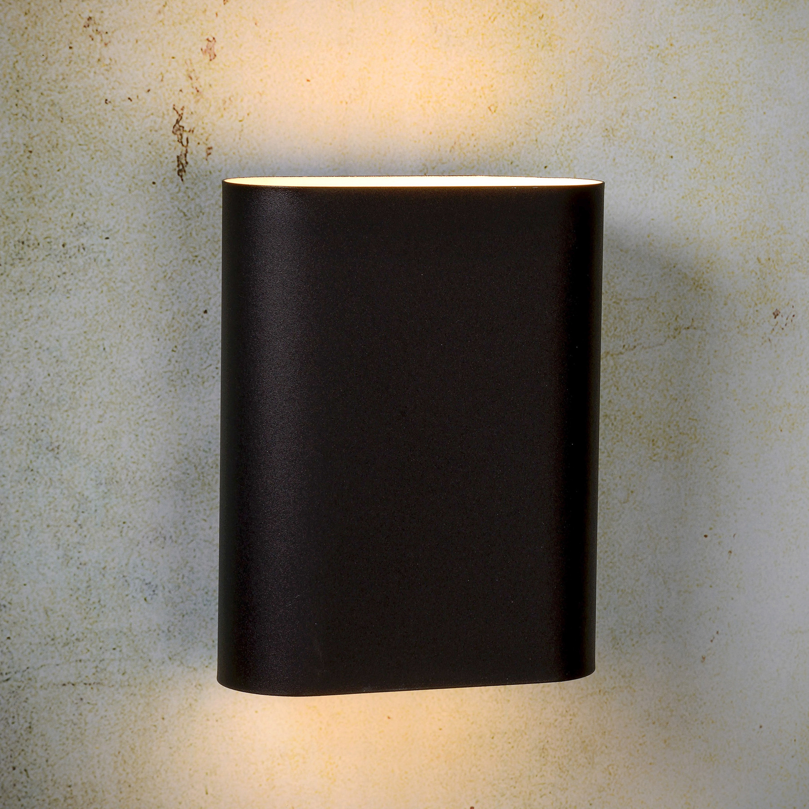 Aplique de pared OVALIS, negro, altura 20 cm, metal, luz hacia arriba/abajo, E14