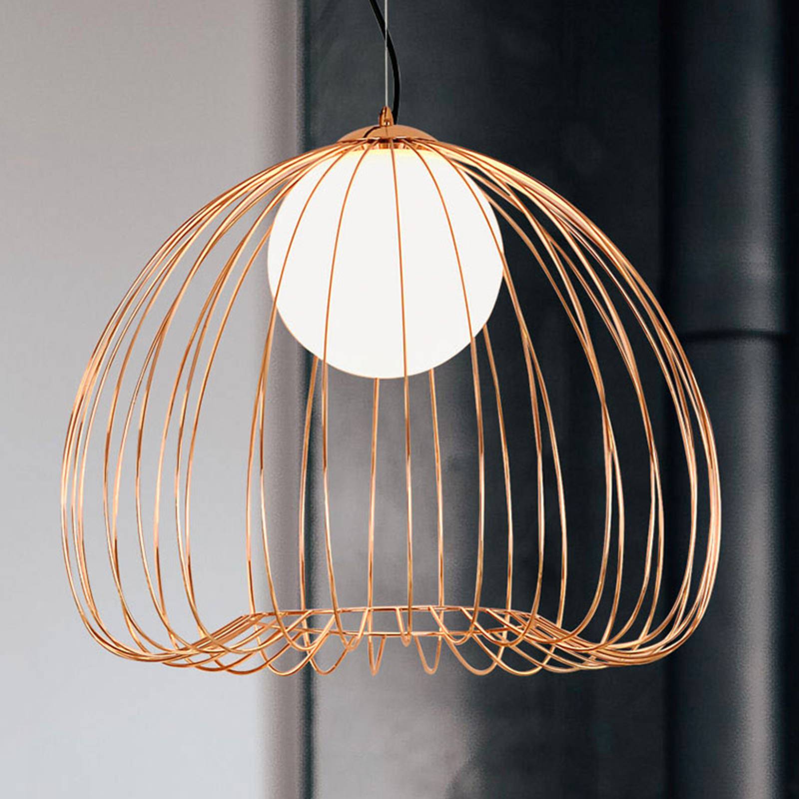 Lámpara colgante Levik con jaula de oro Ø 38 cm Lampara.es