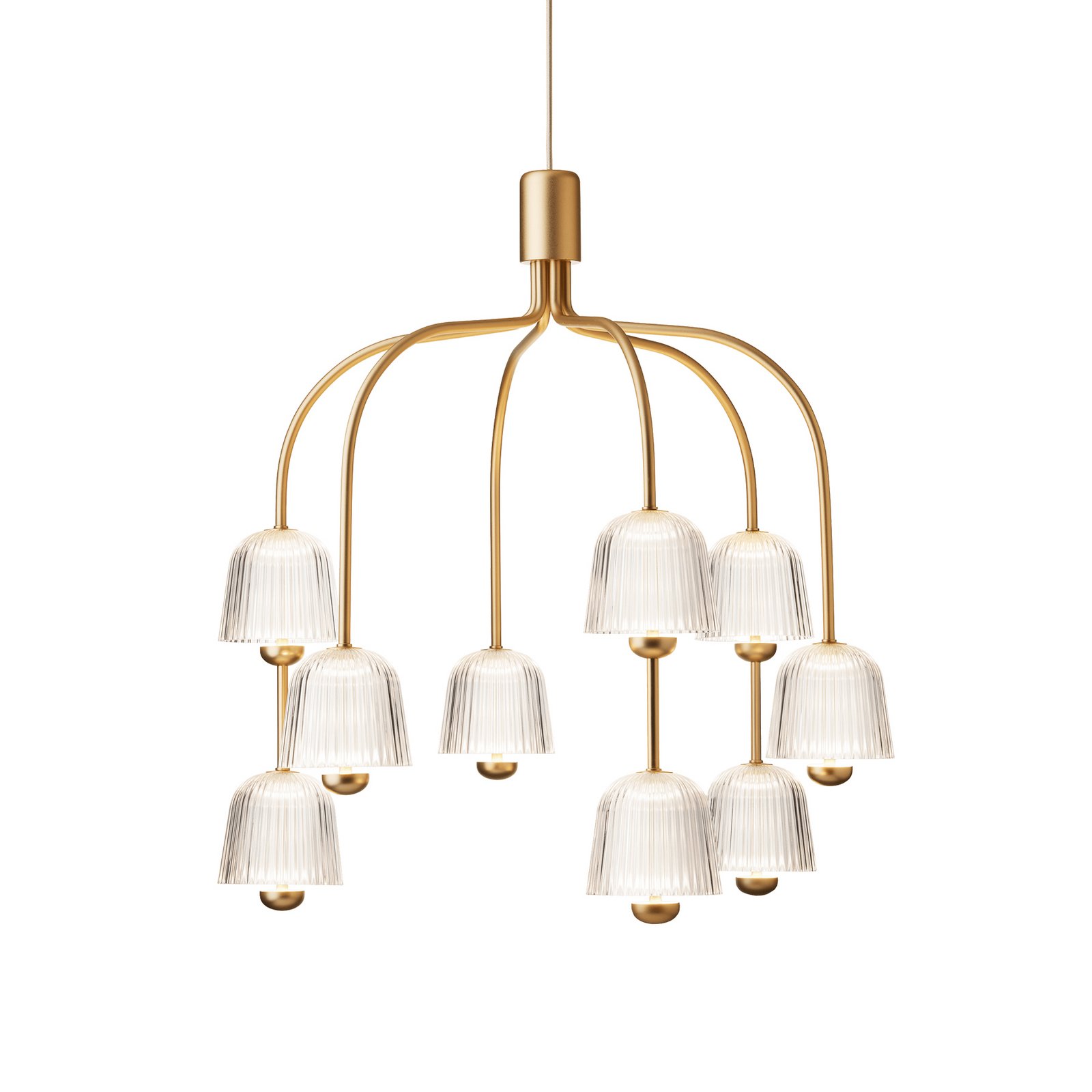 Nuura LED kroonluchter Asteea 9, Ø 66 cm, messingkleurig/helder
