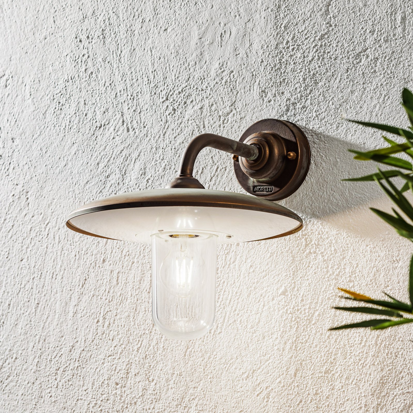 Casale outdoor wall light, antique copper Glas clear