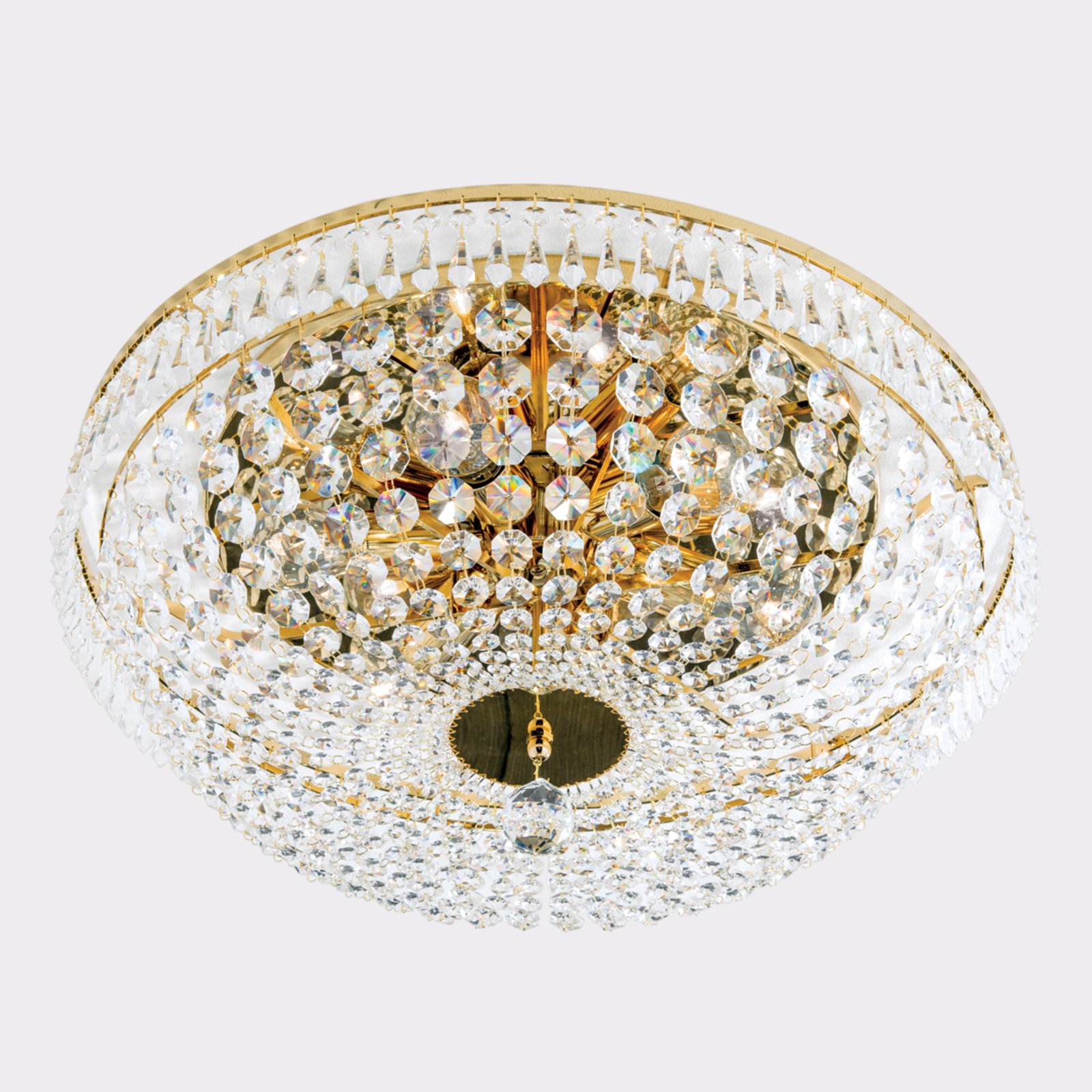 Kryształowa lampa sufitowa SHERATA śr. 55 cm złota