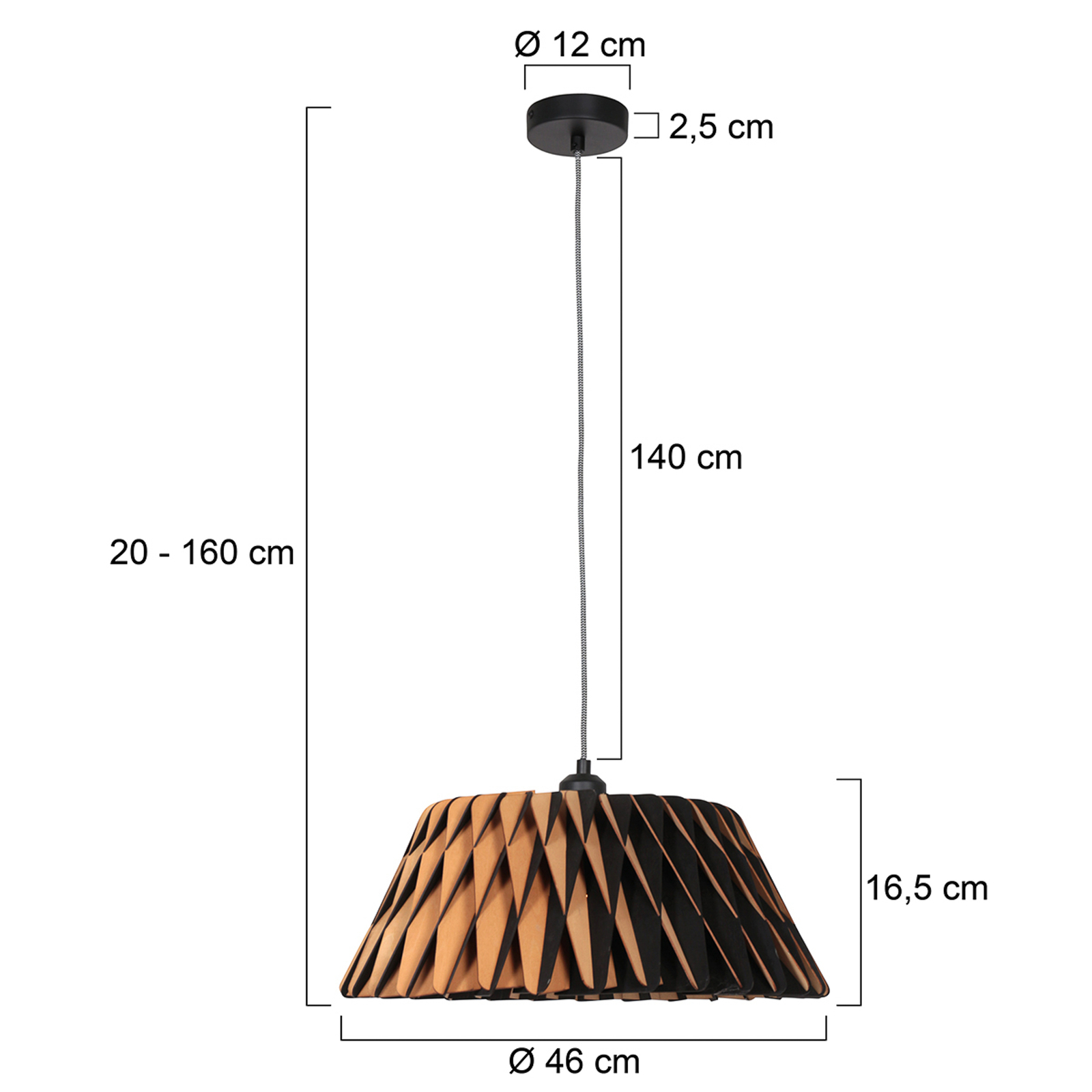 Maze hanglamp, donker beuken
