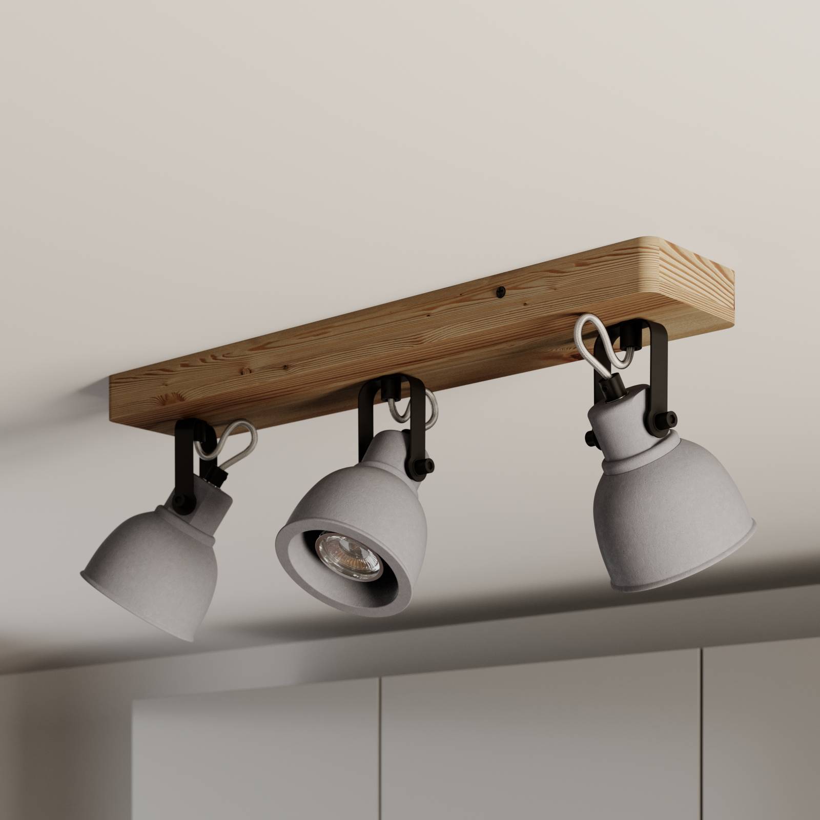 Lindby Mitis lampa sufitowa drewno sosnowe, 3-pkt.