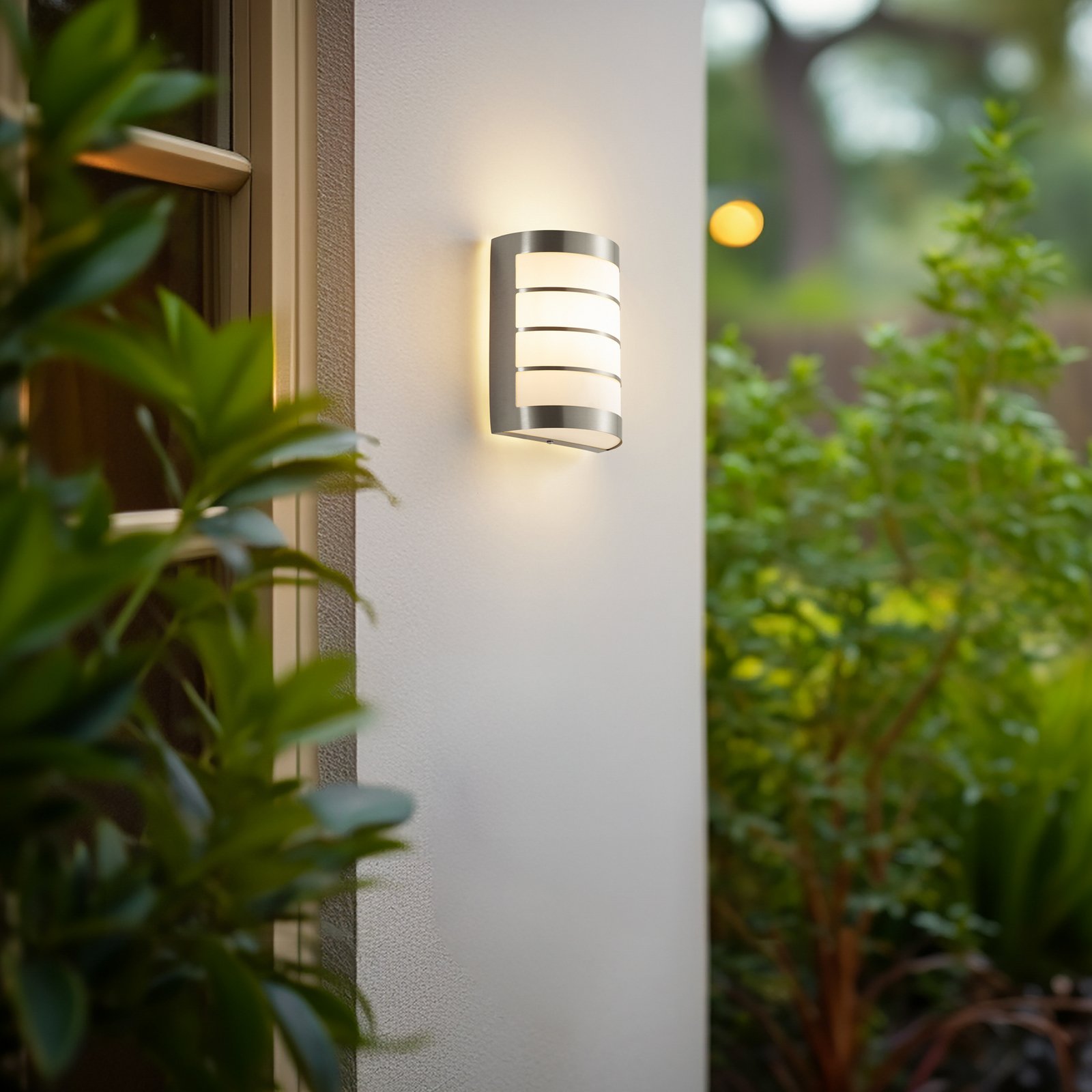 Lindby utendørs vegglampe Noyan, 20 cm, stål, IP44, E27