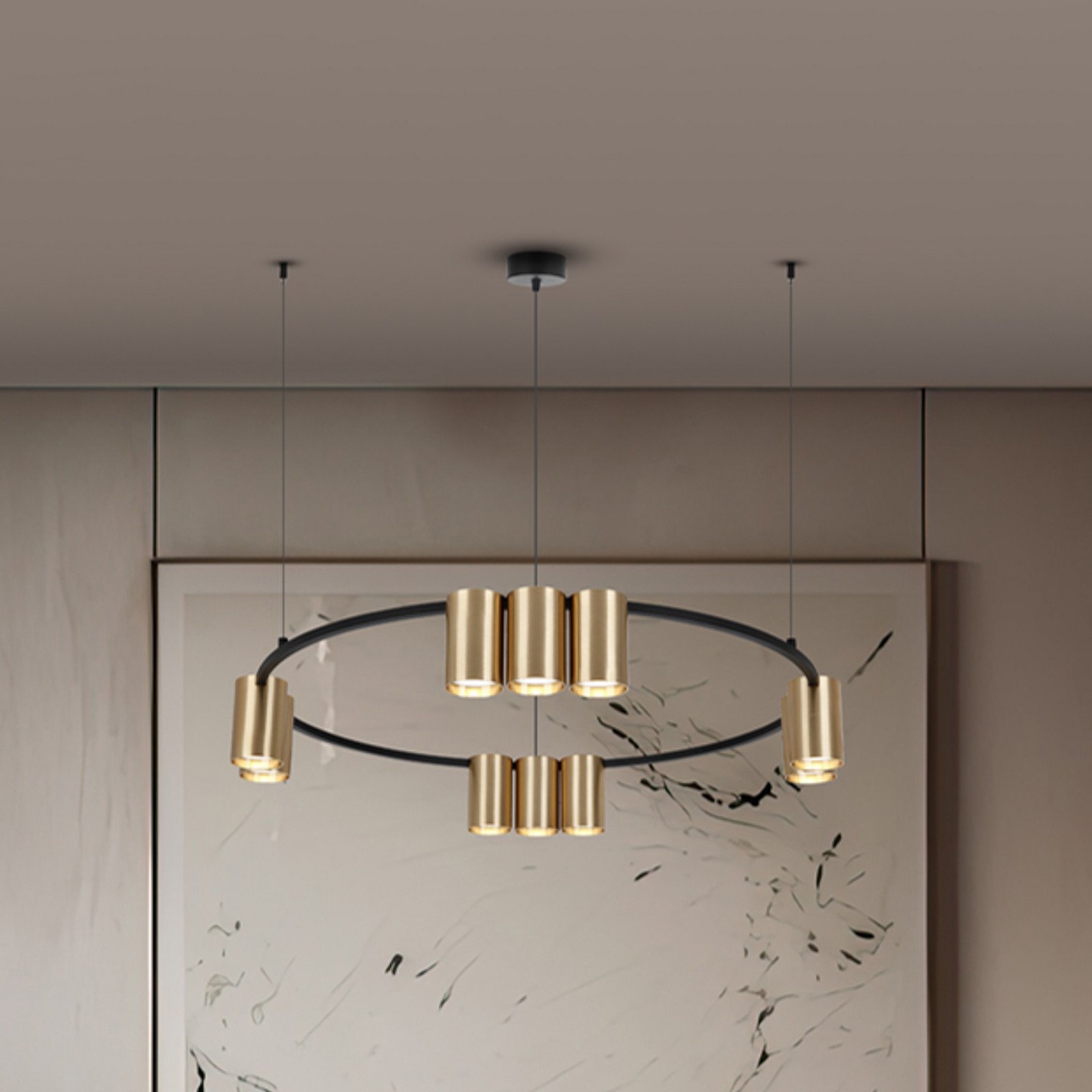 Eko-Light Lampă suspendată Genesis aluminiu negru/auriu 10 x GU10 Ø 60 cm - Camera de zi / sufragerie - design - negru auriu